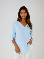 Bella Flowy Blouse | Elegant V-Neck 3/4 Sleeve Top