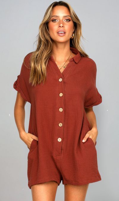 Luna Button-Up Romper | Easygoing Summer Style