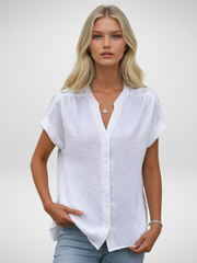 Bella Relaxed Fit Button-Up | Lightweight Short Sleeve Blouse