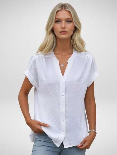 Bella Relaxed Fit Button-Up | Lightweight Short Sleeve Blouse