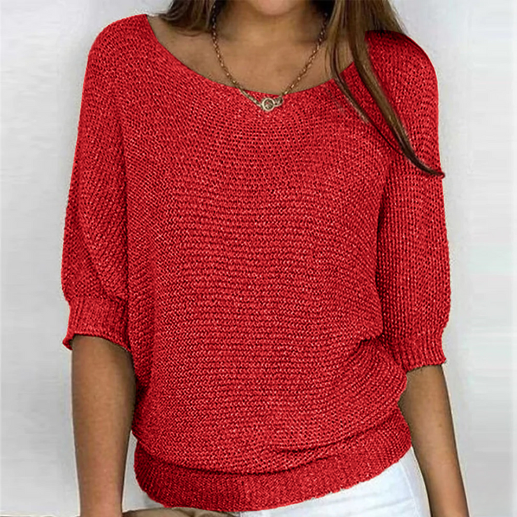 Amelia Relaxed Knit Top | Off-Shoulder Lightweight Jumper