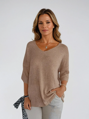 Grace Relaxed Knit | Lightweight 3/4 Sleeve Sweater