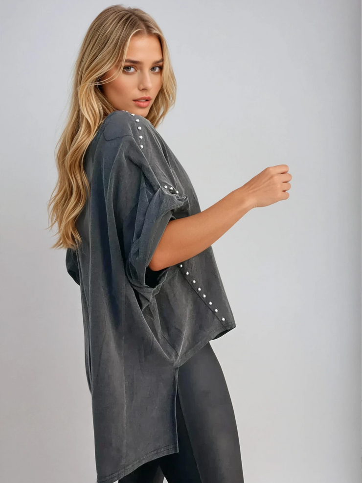 Harper Oversized Studded Tee | Relaxed Streetwear