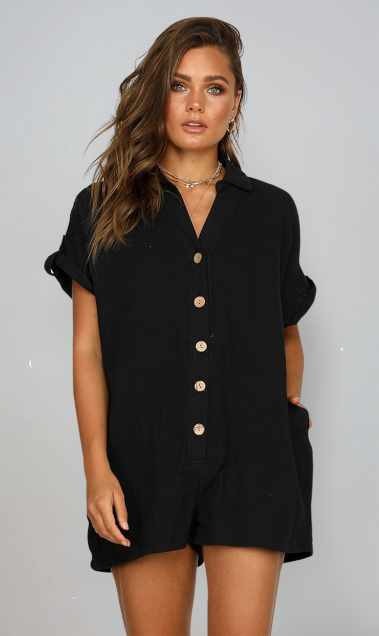 Luna Button-Up Romper | Easygoing Summer Style
