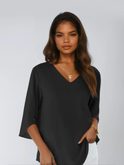 Bella Flowy Blouse | Elegant V-Neck 3/4 Sleeve Top
