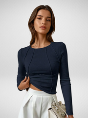 Eva Seam Detail Long Sleeve | Fitted Ribbed Top