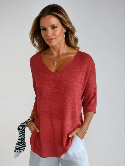 Grace Relaxed Knit | Lightweight 3/4 Sleeve Sweater