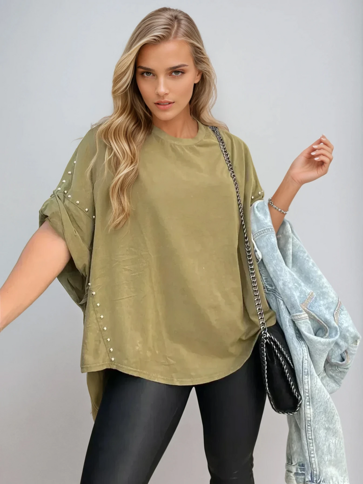 Harper Oversized Studded Tee | Relaxed Streetwear