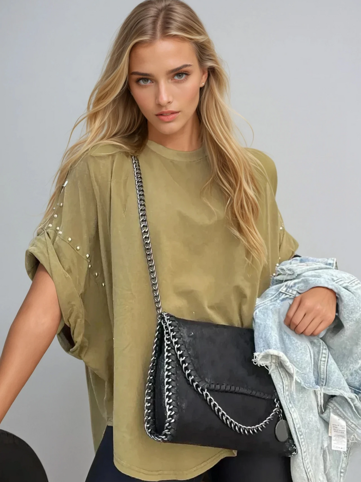 Harper Oversized Studded Tee | Relaxed Streetwear