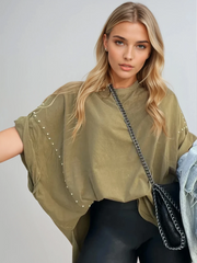 Harper Oversized Studded Tee | Relaxed Streetwear