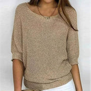Amelia Relaxed Knit Top | Off-Shoulder Lightweight Jumper
