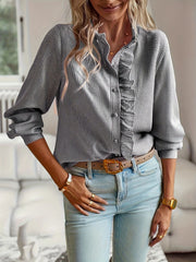 Evie Ruffle Blouse | Feminine frill button-up top