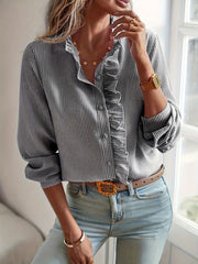 Evie Ruffle Blouse | Feminine frill button-up top