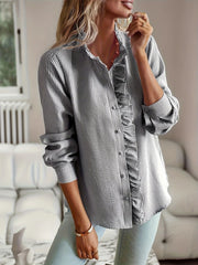 Evie Ruffle Blouse | Feminine frill button-up top