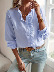 Evie Ruffle Blouse | Feminine frill button-up top