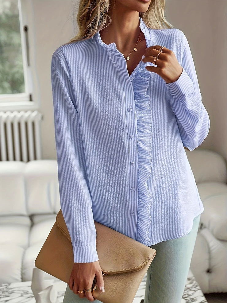 Evie Ruffle Blouse | Feminine frill button-up top