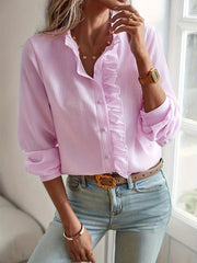 Evie Ruffle Blouse | Feminine frill button-up top