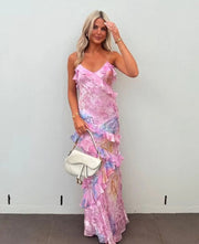 Aurora Ruffle Gown | Pastel floral formal dress