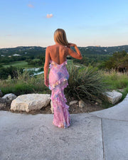 Aurora Ruffle Gown | Pastel floral formal dress