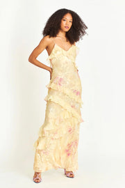 Aurora Ruffle Gown | Pastel floral formal dress