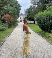 Aurora Ruffle Gown | Pastel floral formal dress