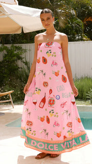 Bella Vita Strapless Dress | Pink summer maxi dress