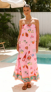 Bella Vita Strapless Dress | Pink summer maxi dress