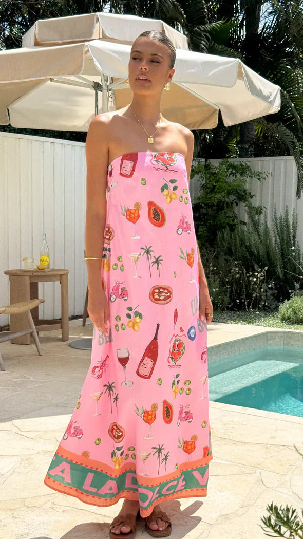 Bella Vita Strapless Dress | Pink summer maxi dress
