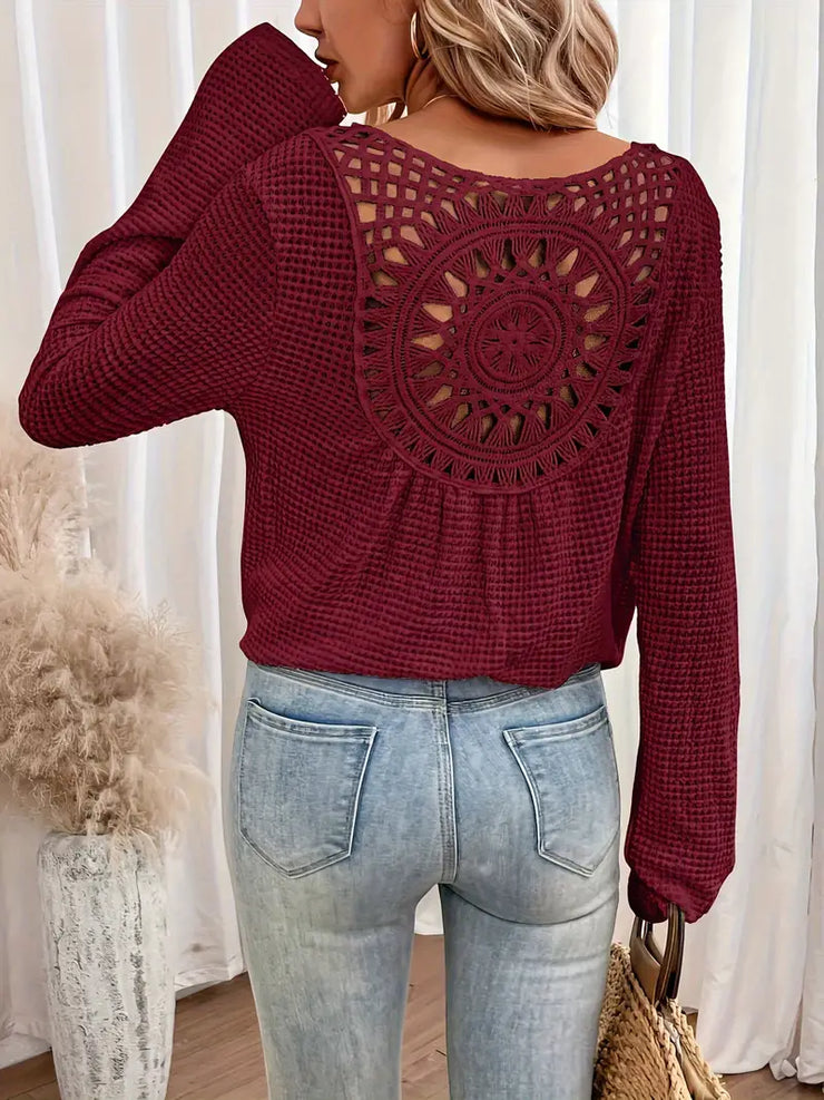 Byron Breeze Knit | Long sleeve crochet back top