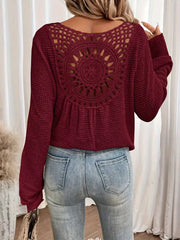 Byron Breeze Knit | Long sleeve crochet back top