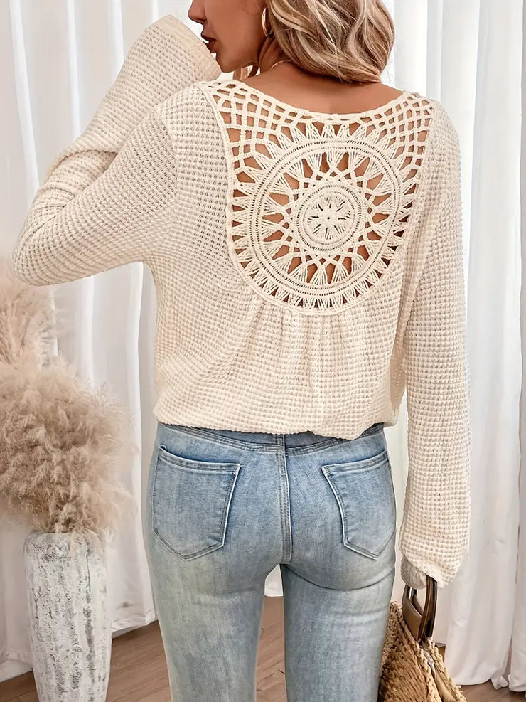Byron Breeze Knit | Long sleeve crochet back top