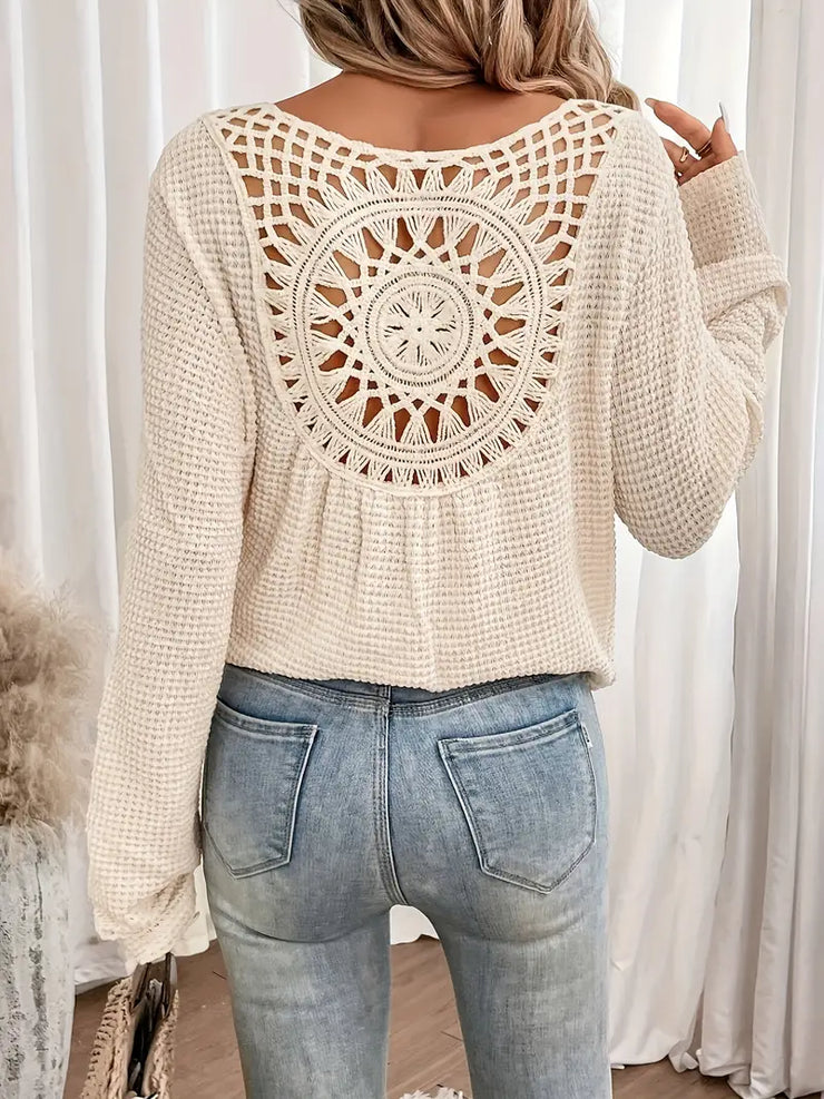 Byron Breeze Knit | Long sleeve crochet back top