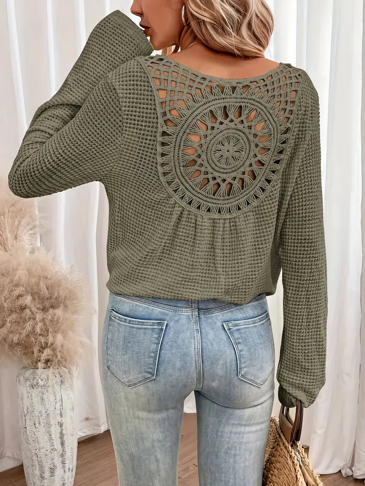 Byron Breeze Knit | Long sleeve crochet back top