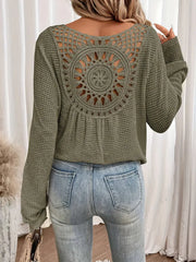 Byron Breeze Knit | Long sleeve crochet back top