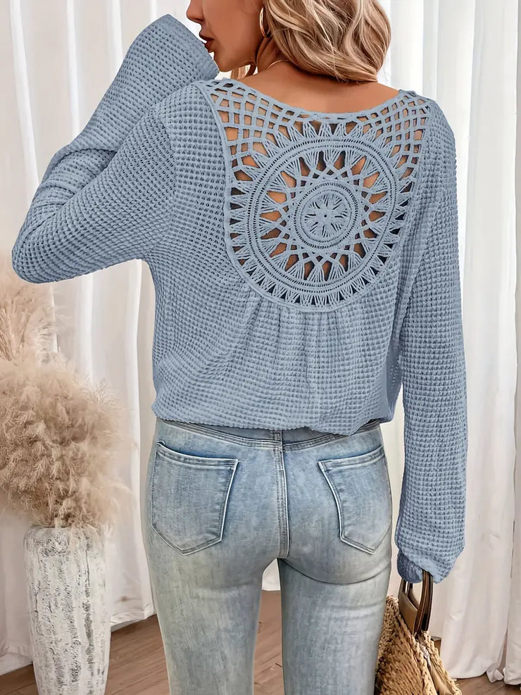 Byron Breeze Knit | Long sleeve crochet back top