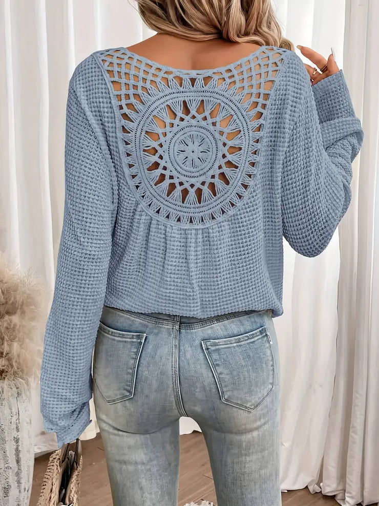 Byron Breeze Knit | Long sleeve crochet back top