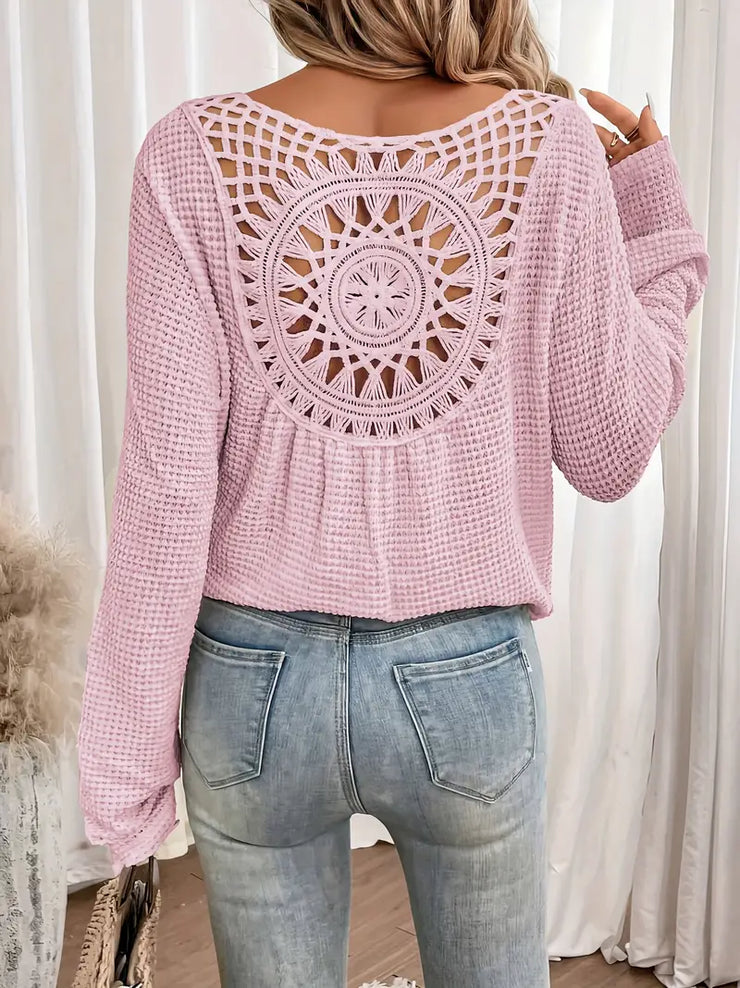 Byron Breeze Knit | Long sleeve crochet back top