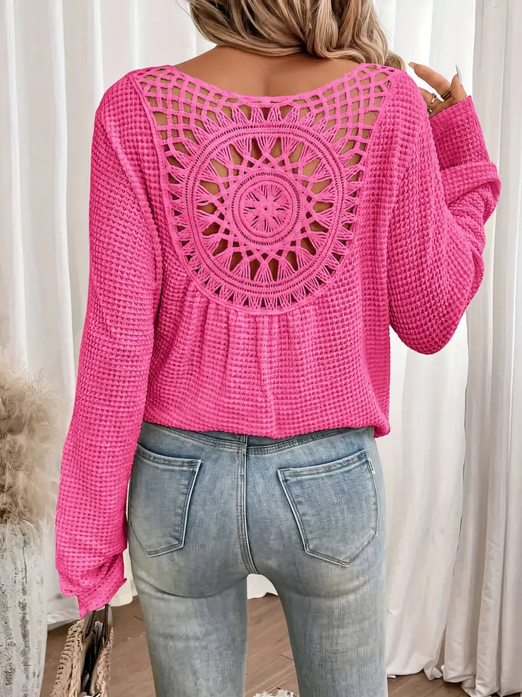Byron Breeze Knit | Long sleeve crochet back top