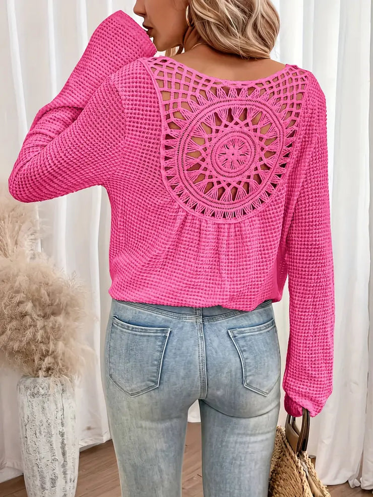 Byron Breeze Knit | Long sleeve crochet back top