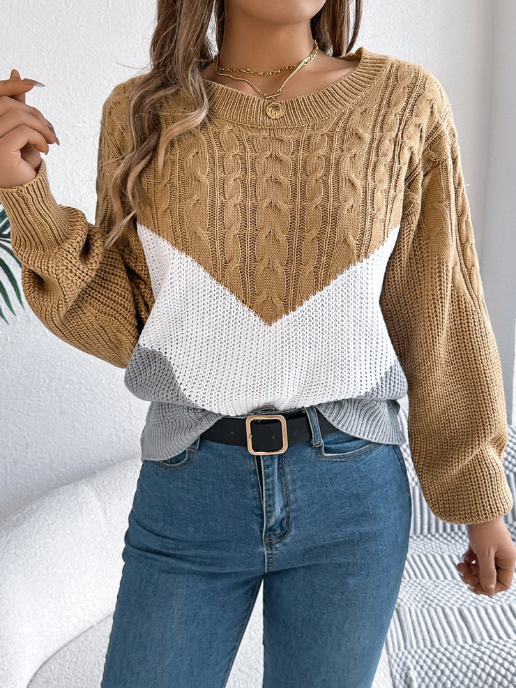 Harper Chevron Knit | Cosy colourblock jumper
