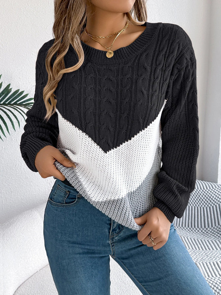 Harper Chevron Knit | Cosy colourblock jumper