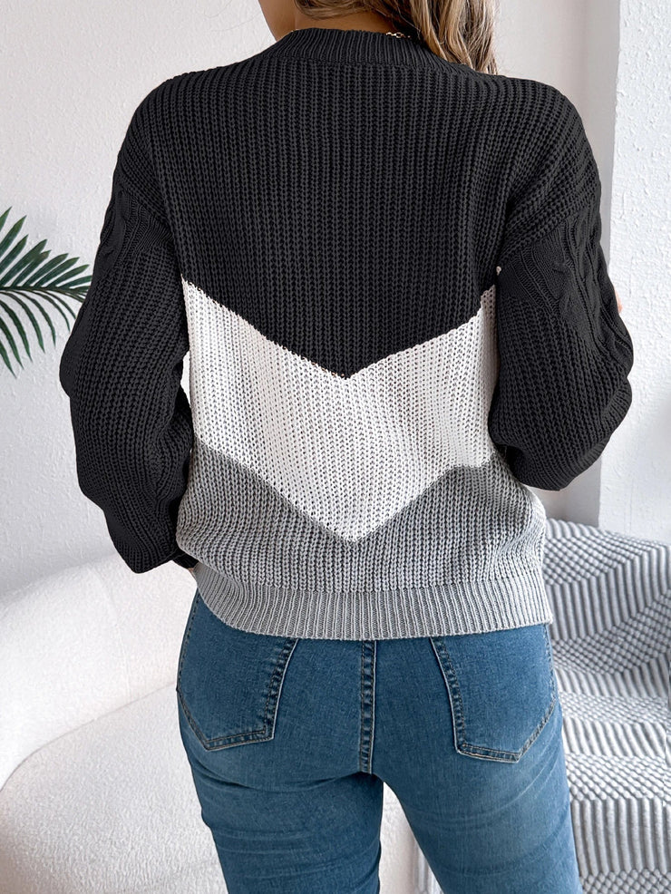 Harper Chevron Knit | Cosy colourblock jumper