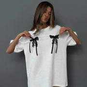 Luna Bow Tee Dress | Oversized cute streetwear