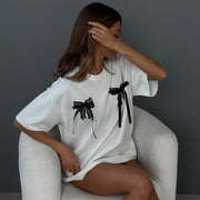 Luna Bow Tee Dress | Oversized cute streetwear