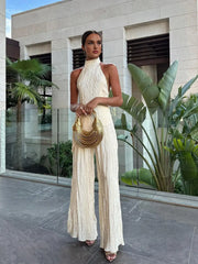 Noosa Luxe Halter Set | Backless wide leg evening outfit