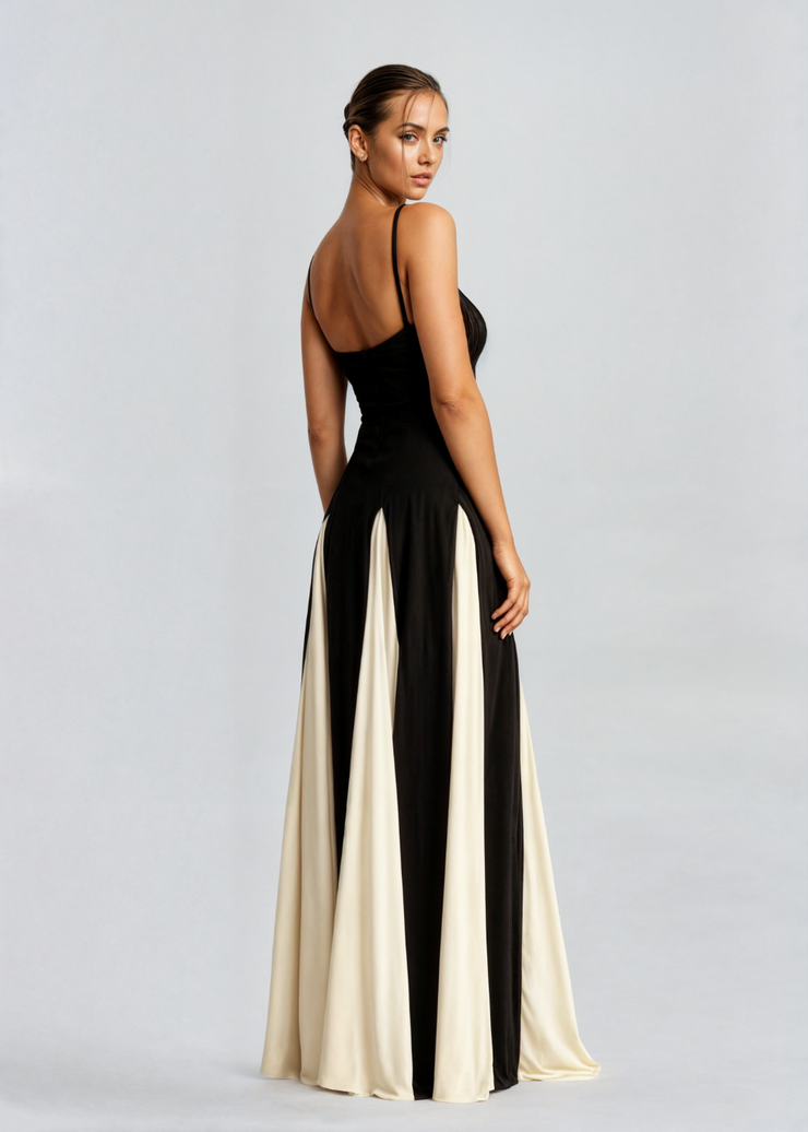 Vienna Contrast Gown | Black and ivory formal dress