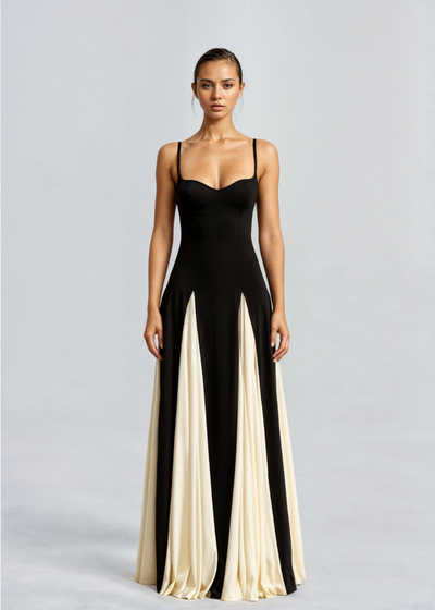 Vienna Contrast Gown | Black and ivory formal dress