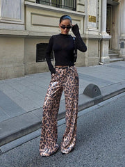 Zara Luxe Flares | Statement leopard wide-leg pants