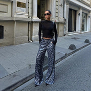 Zara Luxe Flares | Statement leopard wide-leg pants