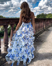 Isla Bloom | Blue floral ruffle maxi dress